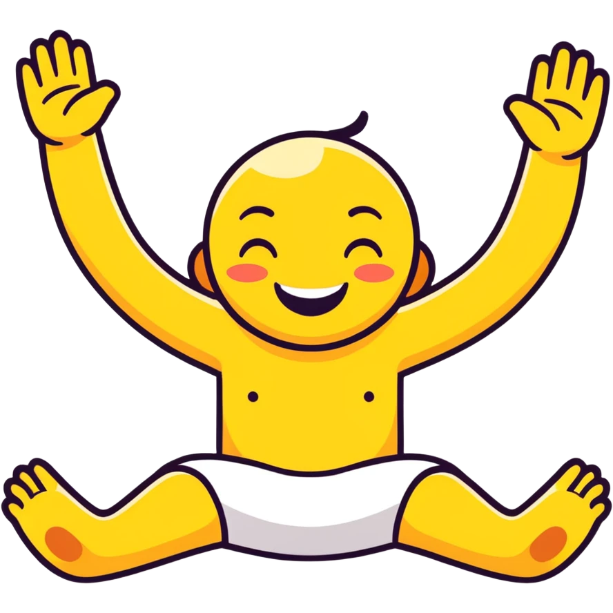 Emoji laying on stomach smiling with hands on dace and feet in air emoji