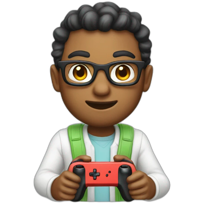 nerd playing nintendo switch emoji