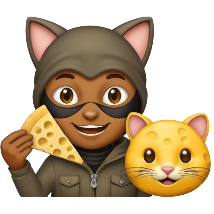 robber emoji with money cheese cat with rat emoji