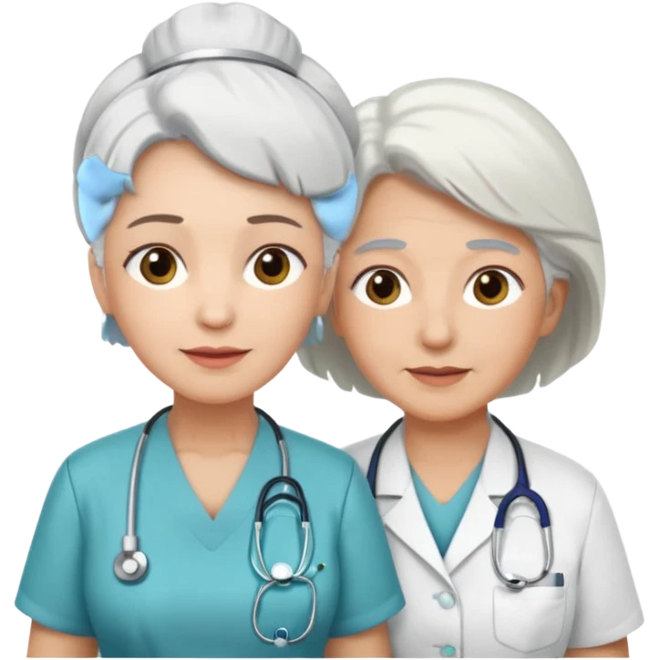 Quiero una imagen de cuidados paliativos una enfermera cuidando a una anciana emoji