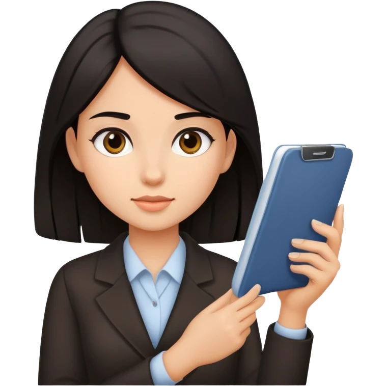 Dark hair girl getting job emoji