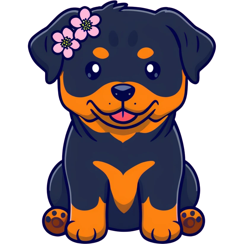 rottweiler with a cherry blossom flower crown emoji