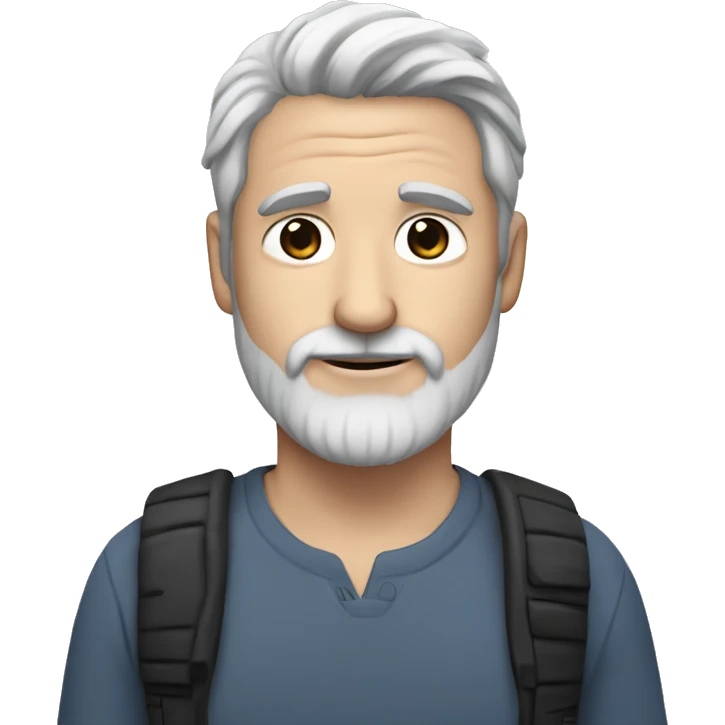 a 40 year old white man, with beard and grey hair, with a panda in his arms emoji