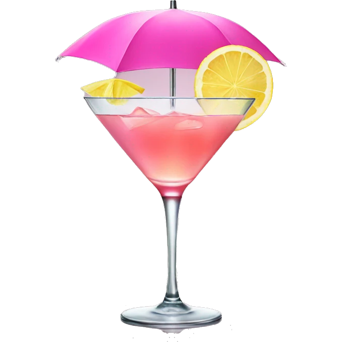 Cocktail with pink umbrella and lemon slice emoji