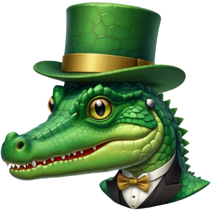 Crocodile with a top hat and monocle emoji