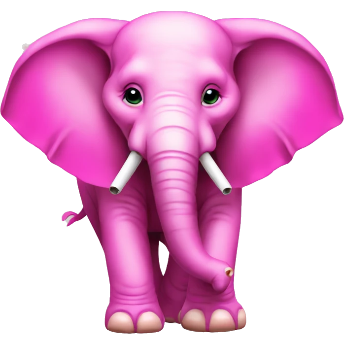 neon pink grumpy elephant smoking transparent background emoji