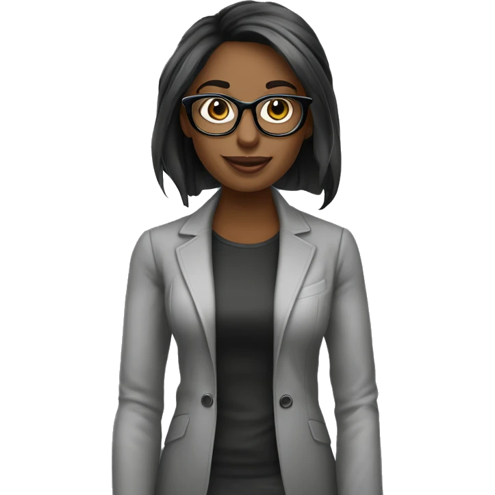 SOCIAL MEDIA ESTRATEGISTA, MULHER , CABELO PRETO liso COM OCULOS DE GRAU E  CANECA DE CAFE  emoji
