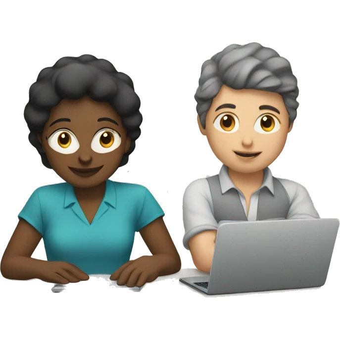 two people working on laptops together emoji
