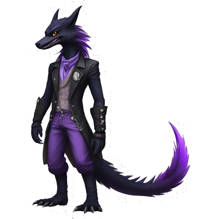 Black and purple edgy punk nargacuga-sergal full body emoji