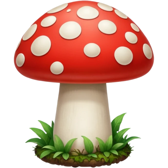 create a mushroom centred emoji, with a representation of the system behind it - an idea of being connected to a regenerative system and growth. Make the mushroom red and white emoji