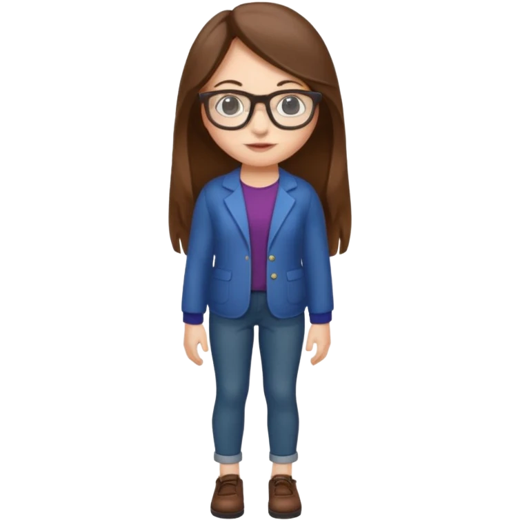 Full body Girl with glasses and long brown hair emoji