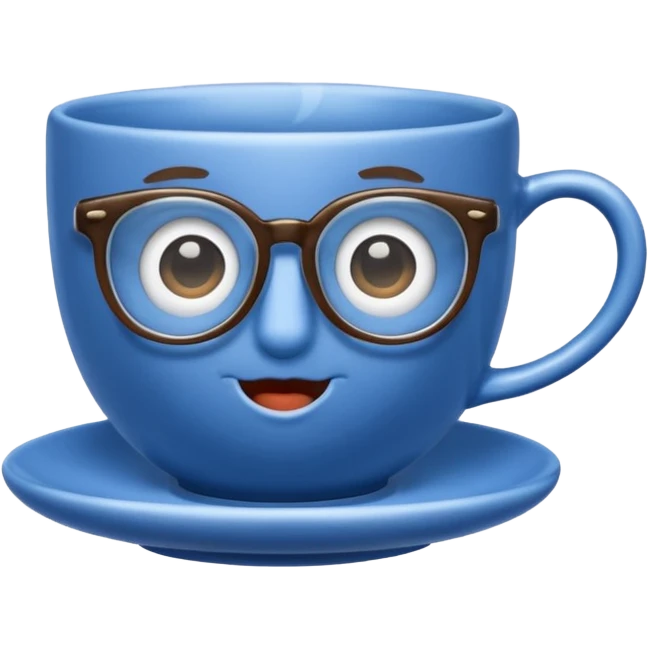 talking teacup blue with glassess emoji