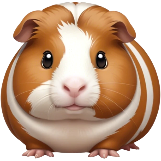 Cinematic Noble Brown and White Banded Guinea Pig Portrait Emoji, Poised and regal, with a compact, chubby build and a uniquely patterned fur of warm brown and crisp white banding, deep-set soulful dark eyes, Simplified yet sharp and sophisticated features, highly detailed, glowing with a soft, dignified glow, high shine, intelligent and charming, stylized with an air of distinctive elegance, focused and attentive, soft glowing outline, capturing the essence of a watchful and confident companion, so majestic it feels as though it could scurry out of the screen with effortless authority! emoji