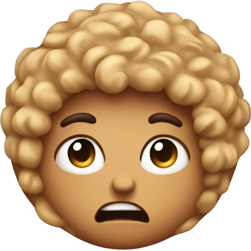 angry cookie with blonde curly hair emoji