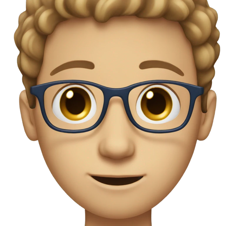 Jewish boy with blue eyes square glasses and straight light brown hair  emoji