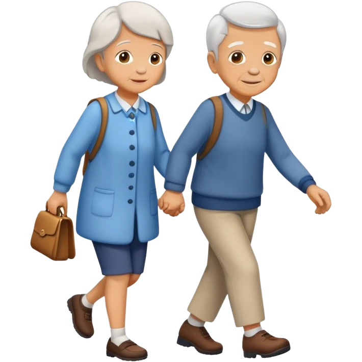 child helping an elderly person walk, kind and friendly emoji