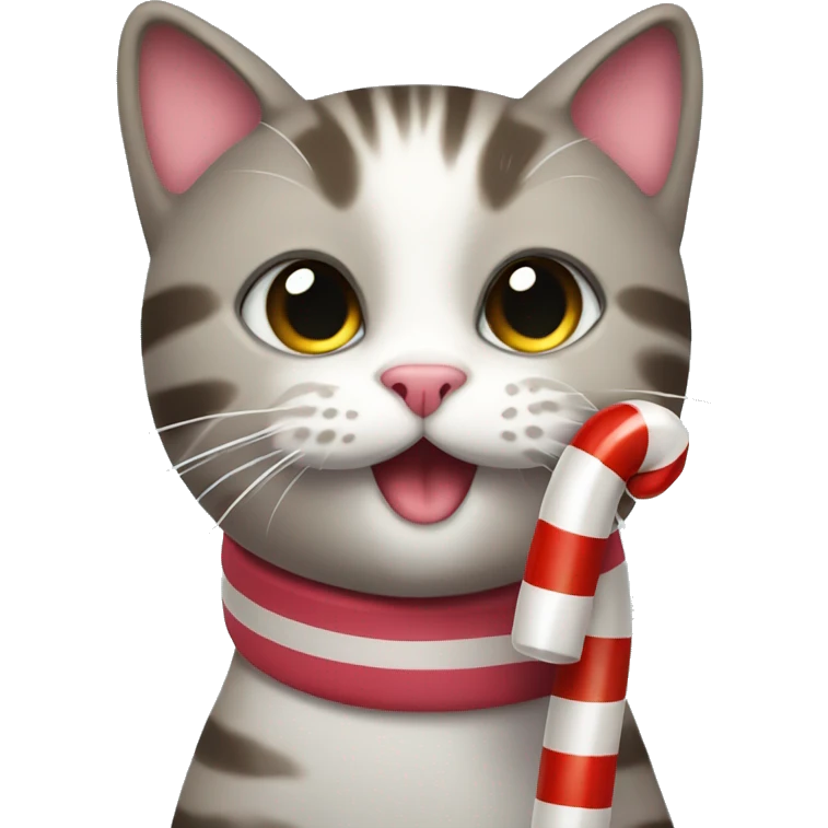 cat holding a candy cane emoji