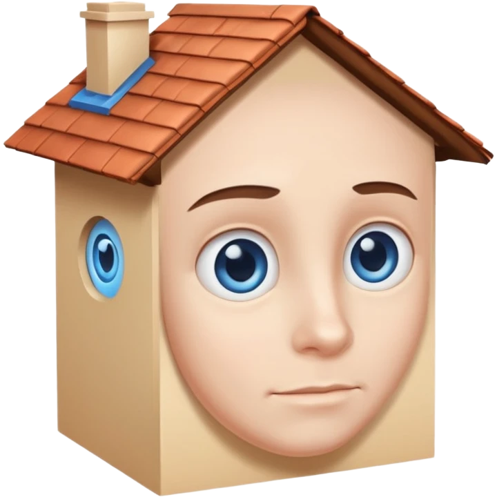 head in the shape of a house, cartoon roof emoji