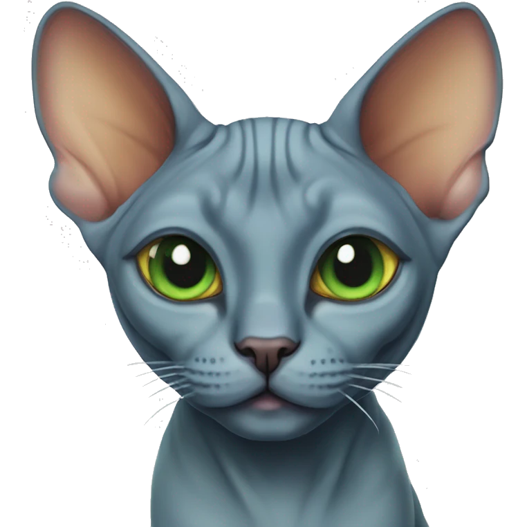 blue sphynx green eyes halloween cat with pumpkins emoji