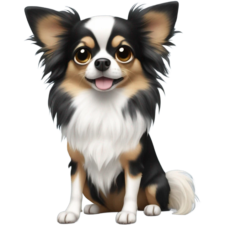Long-haired black and white chihuahua emoji