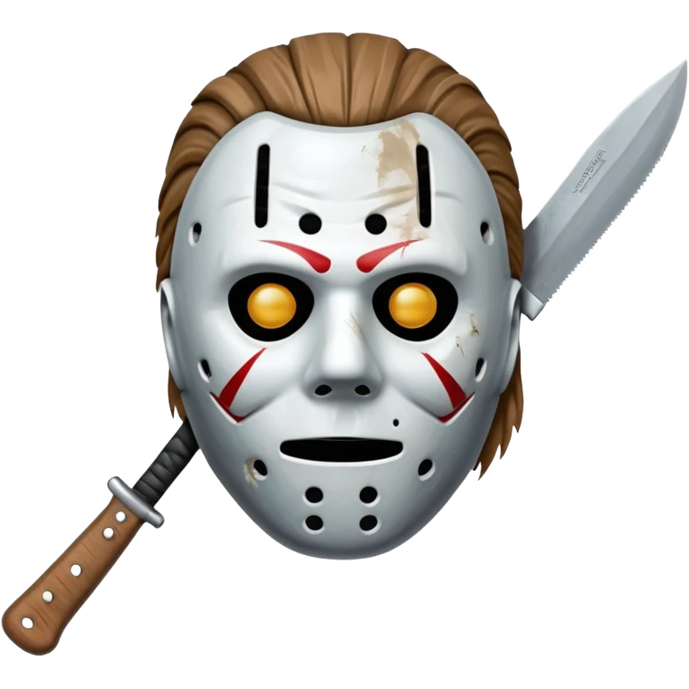Michael Meyers mask with a machete behind it emoji