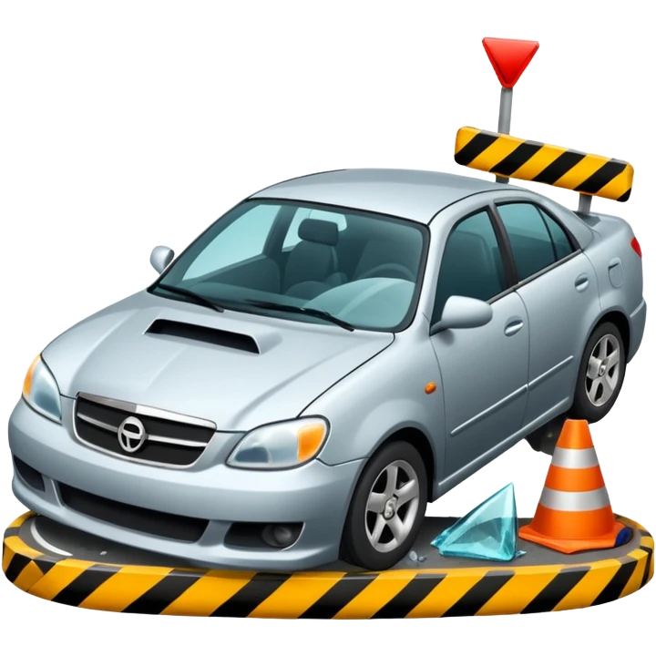 car crashed to a trafic barrier emoji