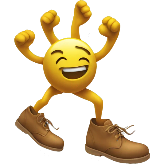 Smiley face with kicking feet emoji