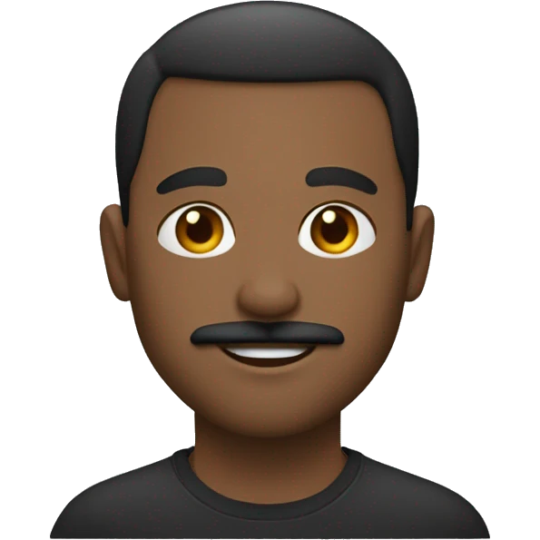 black guy who is 29 with a silver loop earring on his left ear and short hair and a simple gotee and mustache  emoji
