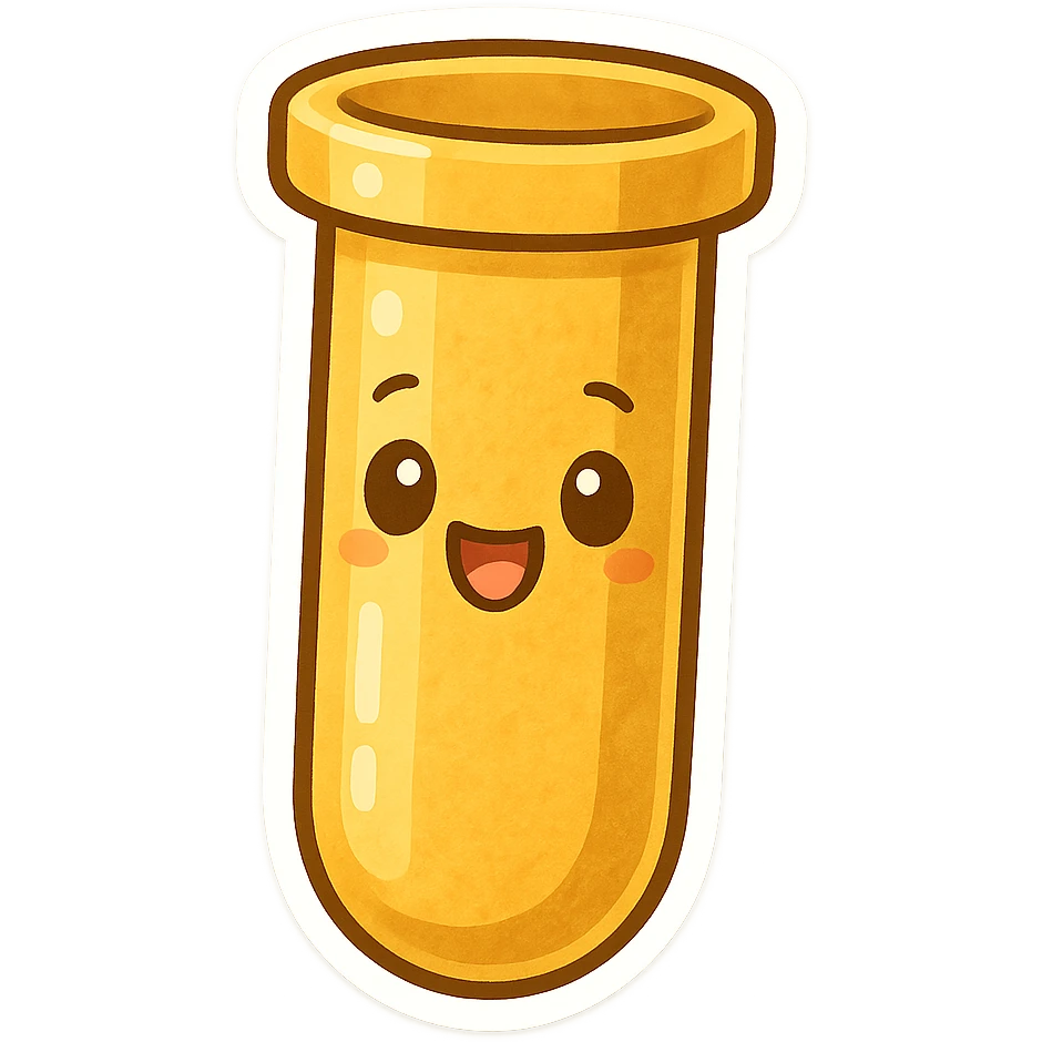 golden test tube, cartoonish, bright gold, playful, no text emoji