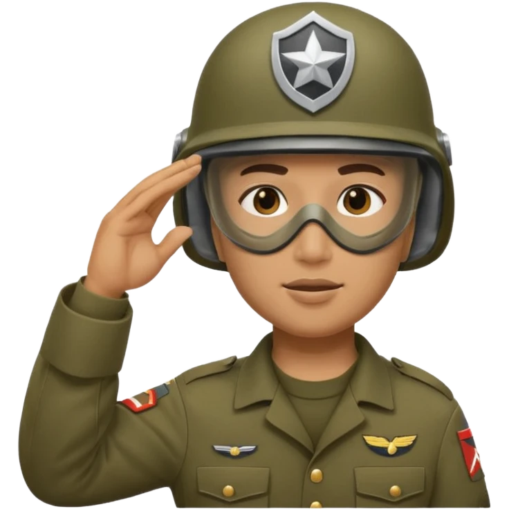 Soldier saluting with helmet + mask on emoji