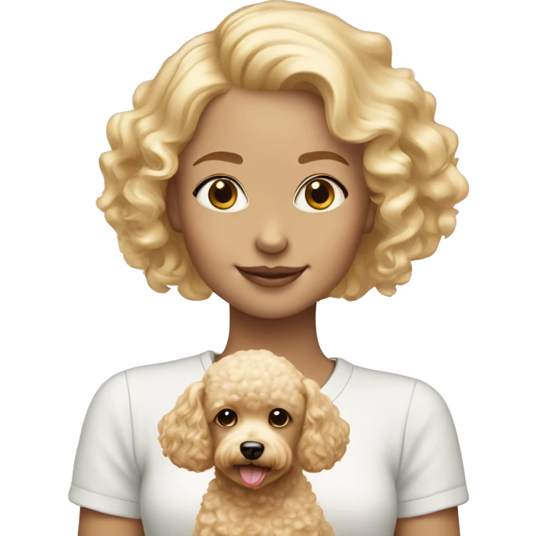 blond girl with cream colored puppy poodle  emoji