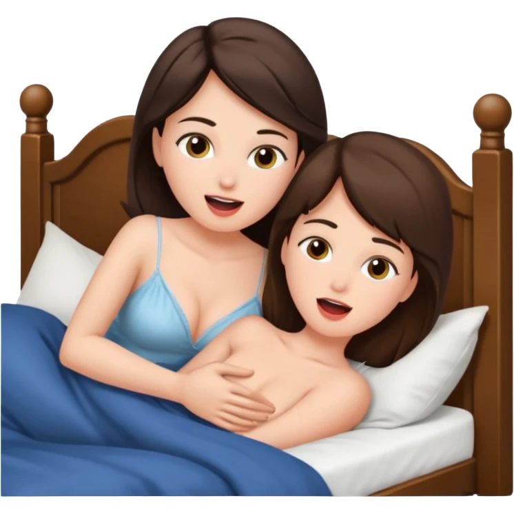 Brunette performing oral sex on a male in bed bowlob emoji