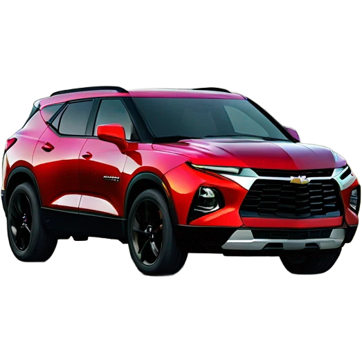 2020 Red Chevrolet Blazer with black wheels, black Chevrolet logo, on the road emoji