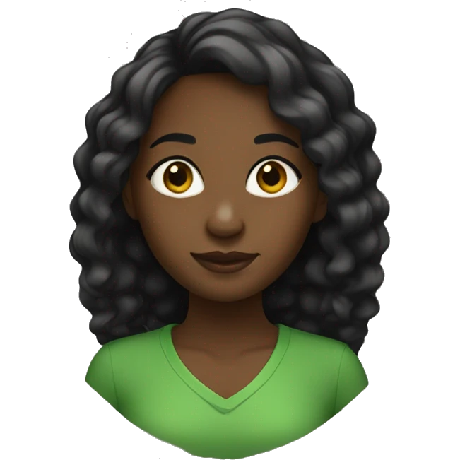 Black girl wearing green emoji