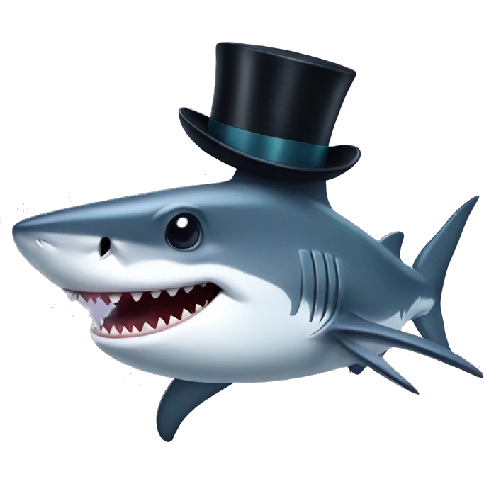 Shark with a top hat emoji