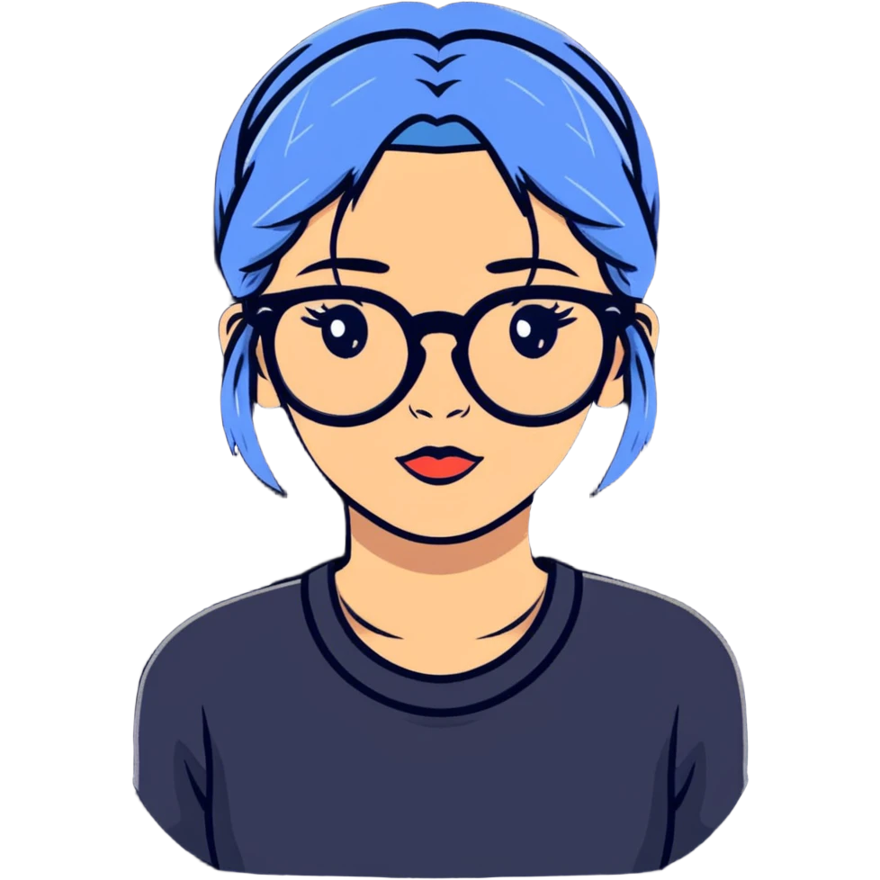 young girl with face tattoos wearing glasses emoji