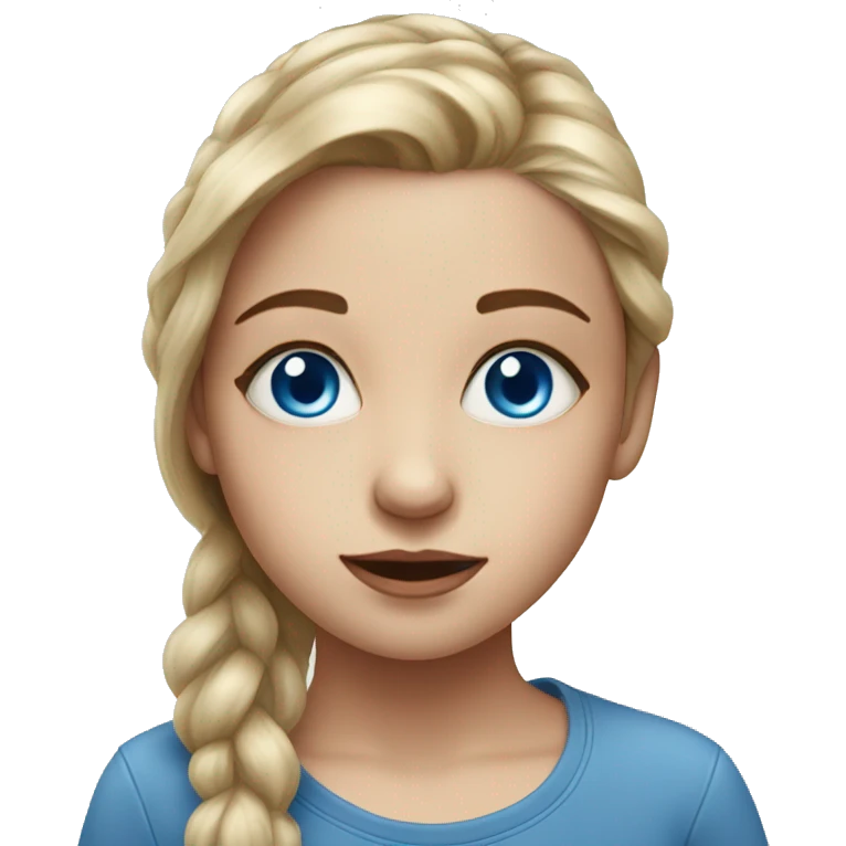 realistic portrait of a girl with blue eyes emoji