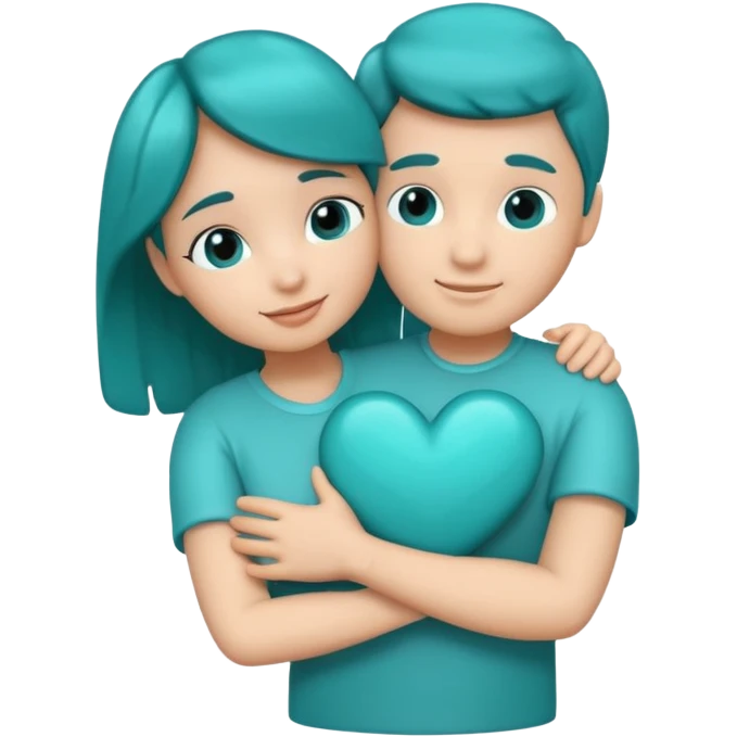 teal heart in an arm hug emoji