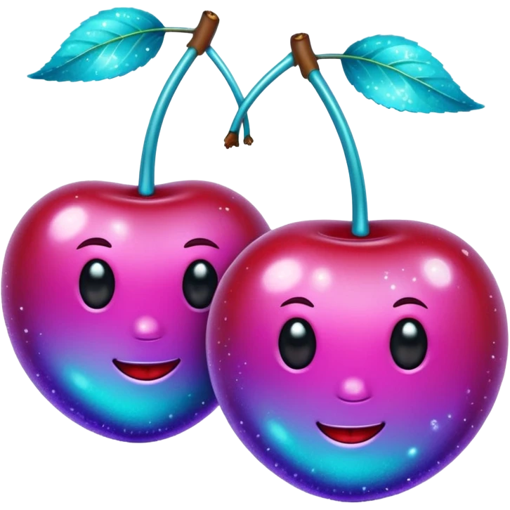 glitter purple and cian 2 cherrys emoji