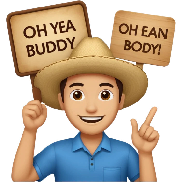 mexican holding sign saying: oh yeah buddy boy emoji