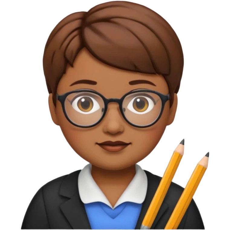 classic teacher emoji but fatter and with a brown pixie cut emoji
