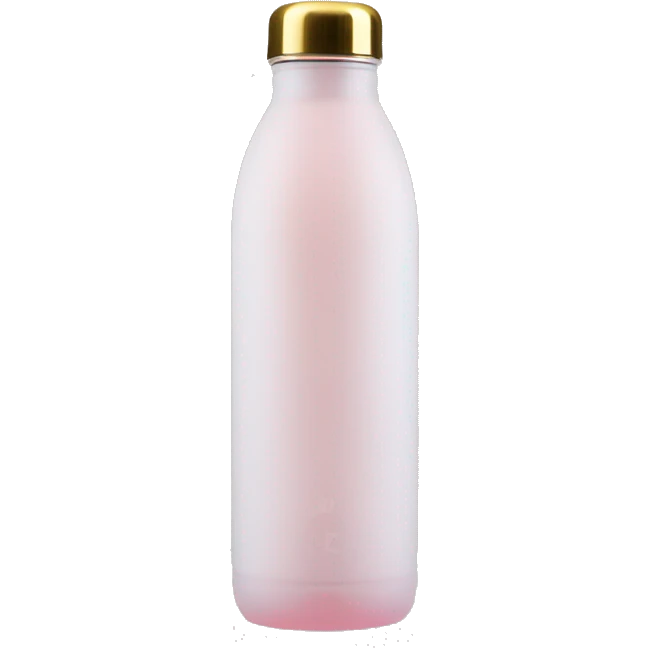  A frosted glass water bottle with a soft pink silicone sleeve and a gold cap. emoji