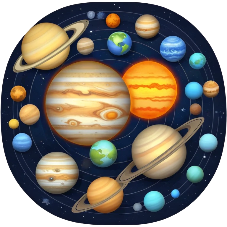 complete solar system with planets emoji