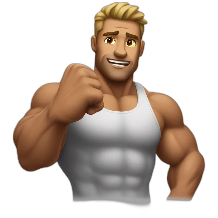 strong muscular male face running a finger along his jawline emoji
