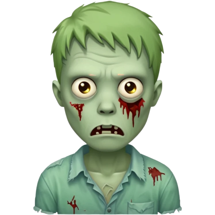 a super cute zombie green with shirt, look sad but not danger

 emoji