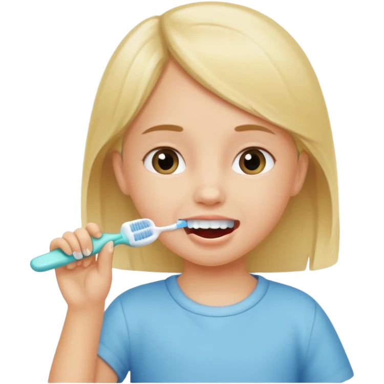 little girl brushing her teeth emoji