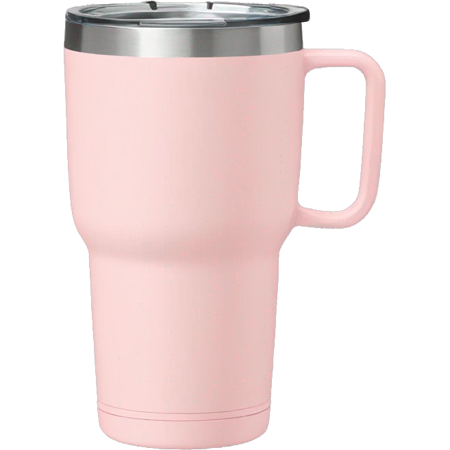Light pink 40oz Stanley tumbler with handle emoji