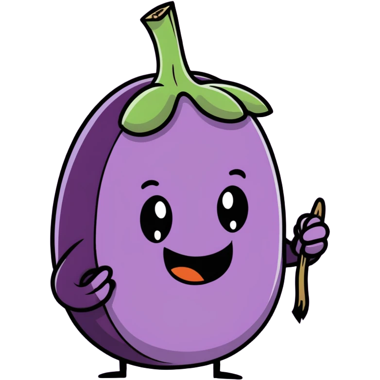 Eggplant with anxiety, pulling out his hair and biting his nails ￼ emoji