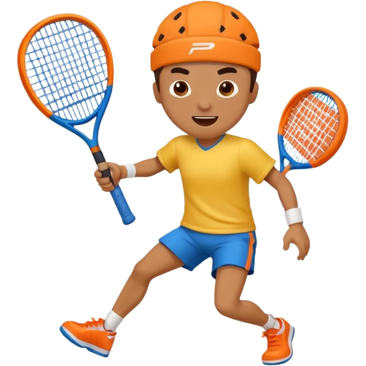 Funny character smashing using padel racket emoji