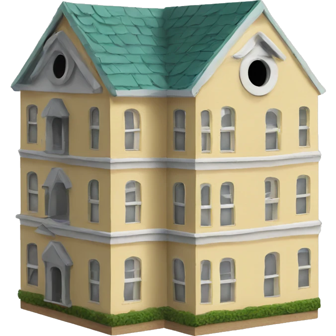 Apartment building shaped birdhouse for birds emoji